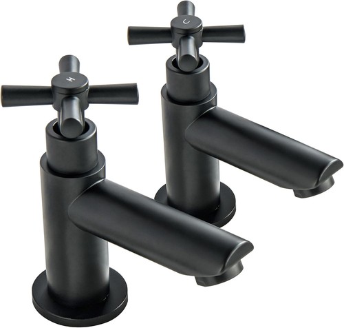 Black basin taps pair bathroom - basin,